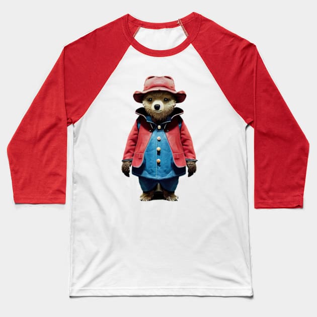 Paddington Bear in Red & Blue coat Baseball T-Shirt by Kit'sEmporium